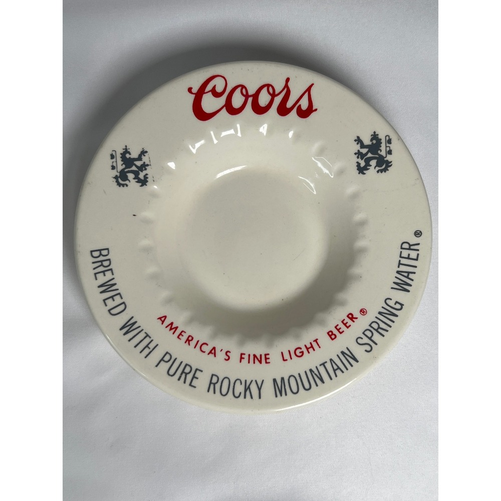 Vintage Coors Beer Ceramic Ashtray Unisex OS White Good